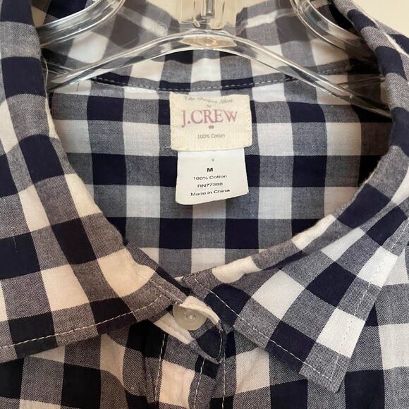 J CREW GINGHAM SHIRT NAVY - Picture 3 of 6